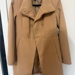 Women's Tan Double-Breasted Coat